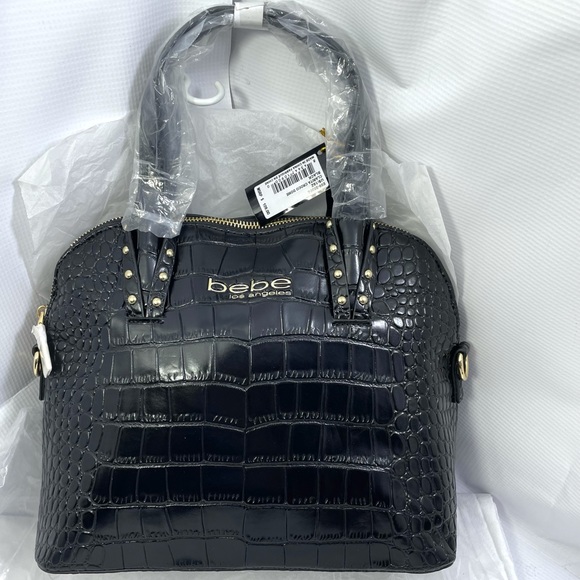 Bebe Clarita Croco Dome. Black/Gold. NWT. - Picture 2 of 11